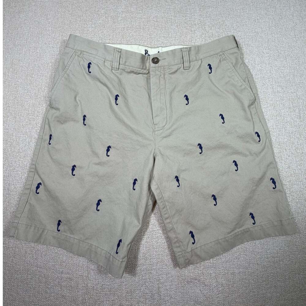 Boden Men 40 Khaki Embroidered Seahorse Walking Golf Preppy Coastal Shorts